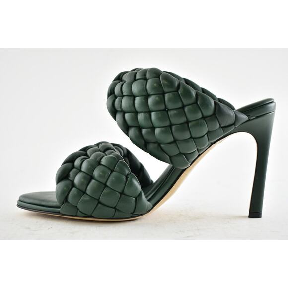 Bottega Veneta Curve Padded Green Vert Foncee Leather Sandal Mule Heel Pump 36 - Picture 8 of 12